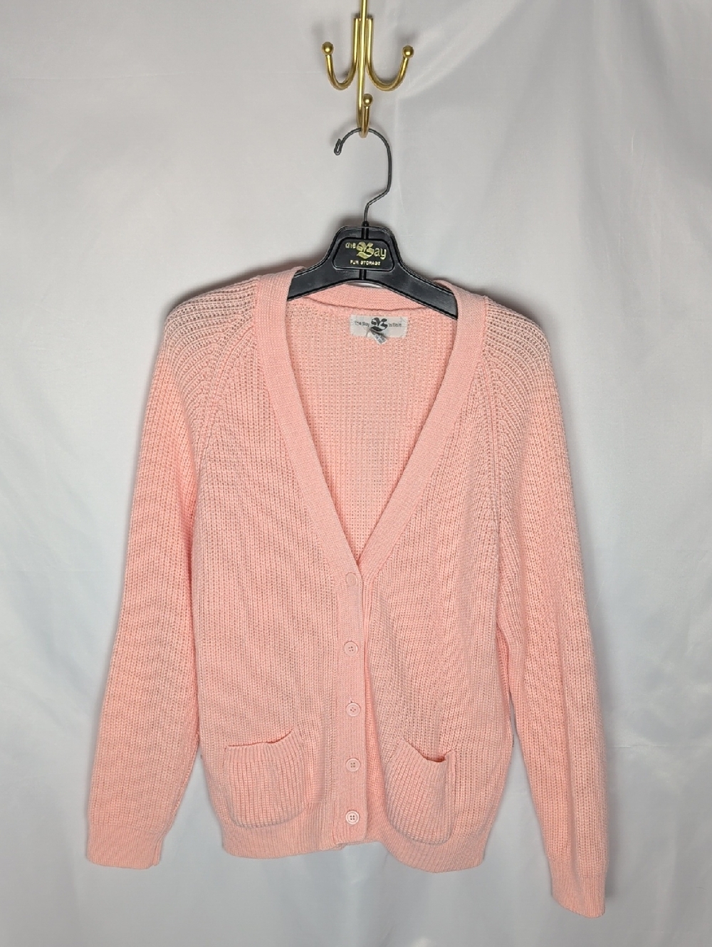 Vintage The Bay / La Baie Pink Knit Cardigan Sweater - Size L